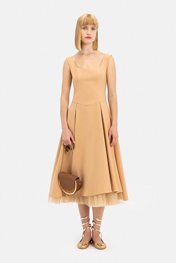 NATURAL SLEEVELESS DRESS
