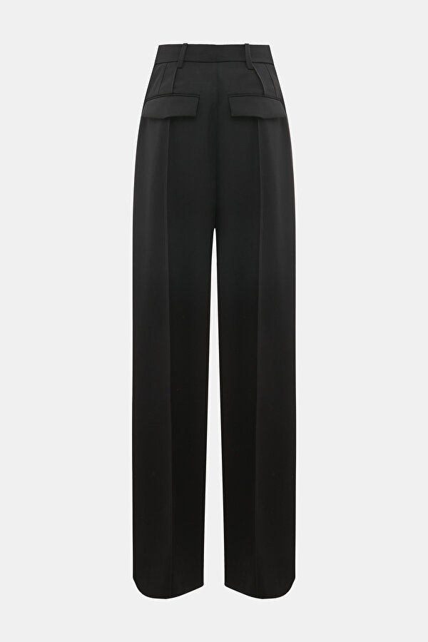 BLACK STRAIGHT CUT WOOL TROUSERS 2