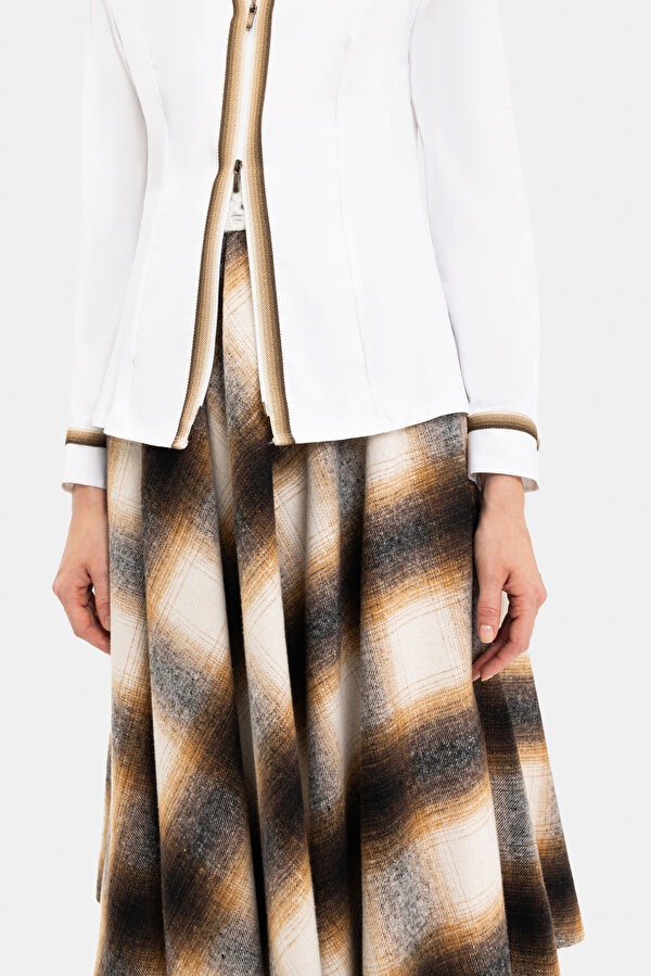 MUSTARD DESIGN FILLED MIDI SKIRT 6