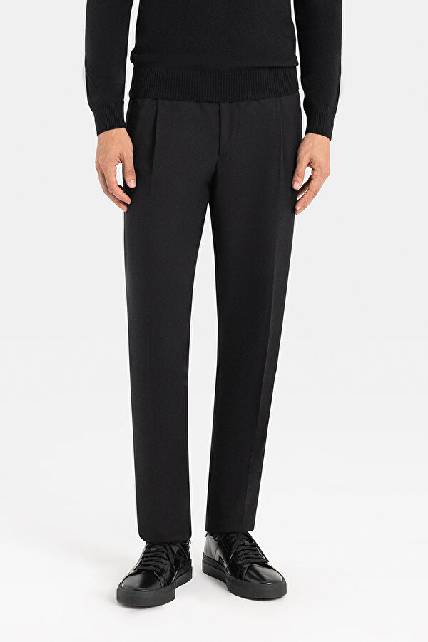BLACK PLAIN FLANNEL TROUSERS 2