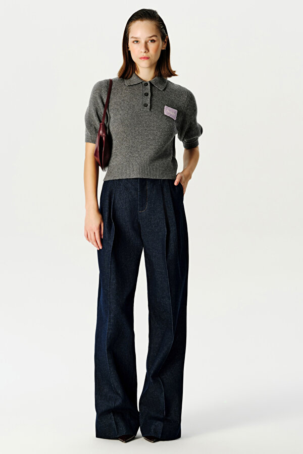 NAVY BLUE WIDE LEG TROUSERS