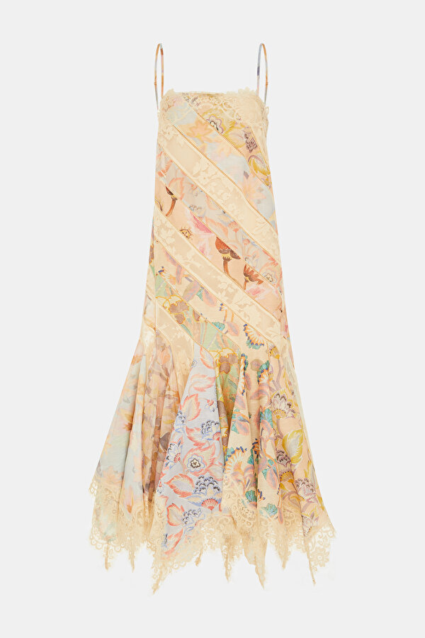 MULTICOLOR DESİGN FILLED MİDİ DRESS