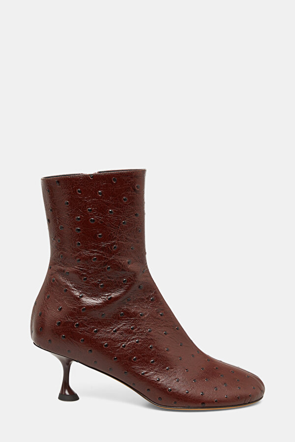 DARK BROWN LEATHER HEELED BOOT