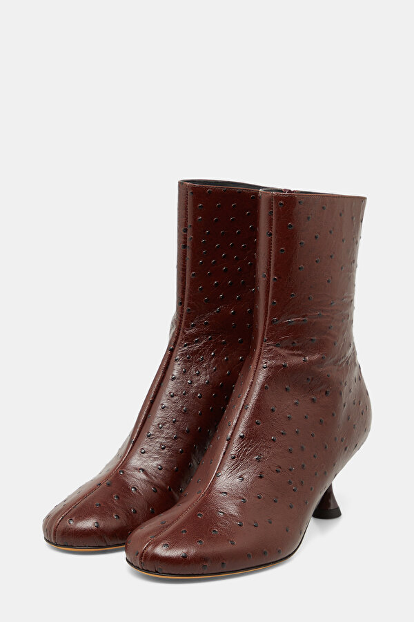 DARK BROWN LEATHER HEELED BOOT 2