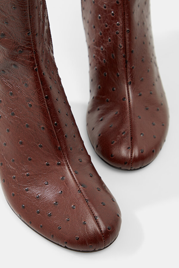DARK BROWN LEATHER HEELED BOOT 6