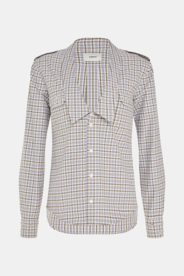 WHİTE DESİGN FILLED LONG SLEEVE BLOUSE