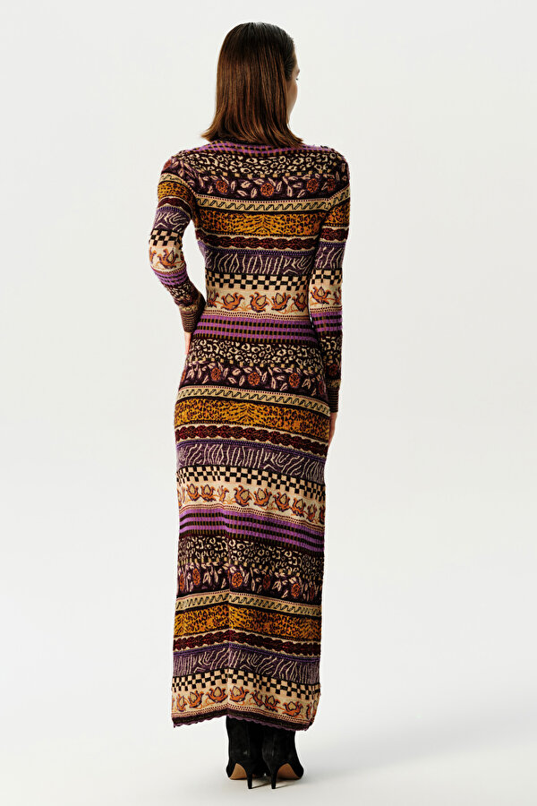 PURPLE DESİGN FILLED MAXI DRESS 2