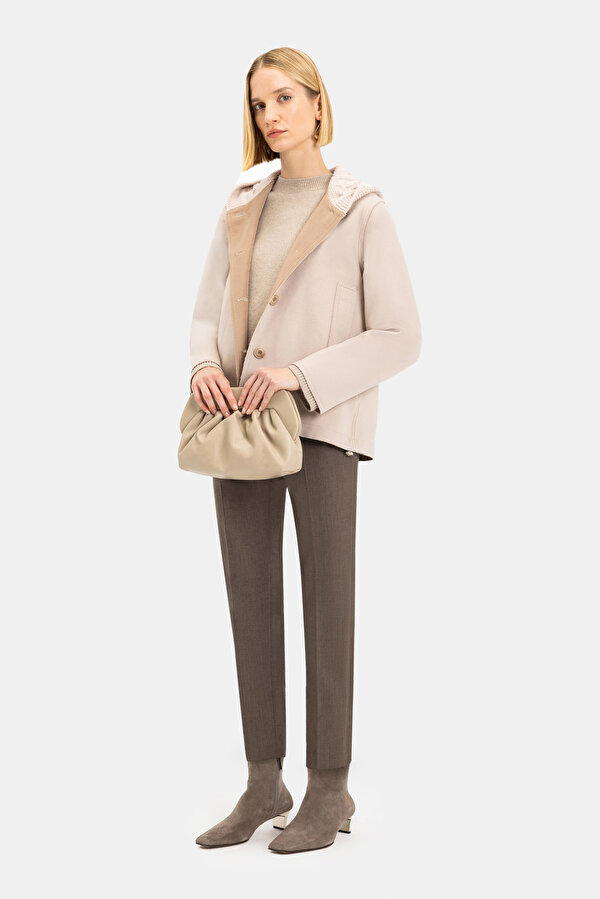 BEIGE WOOL REEFER JACKET