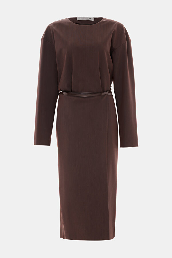BROWN MIDI DRESS
