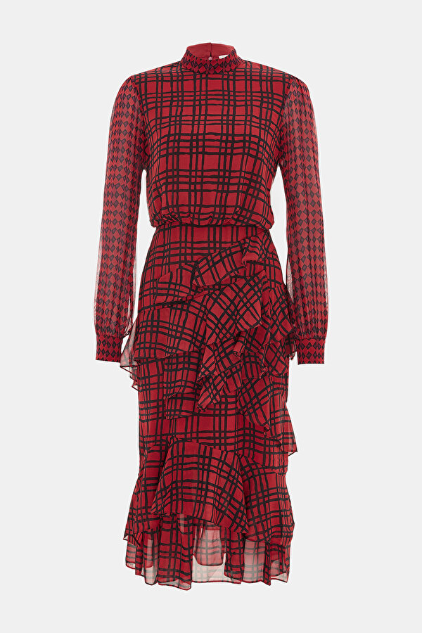 MAROON MİDİ DRESS