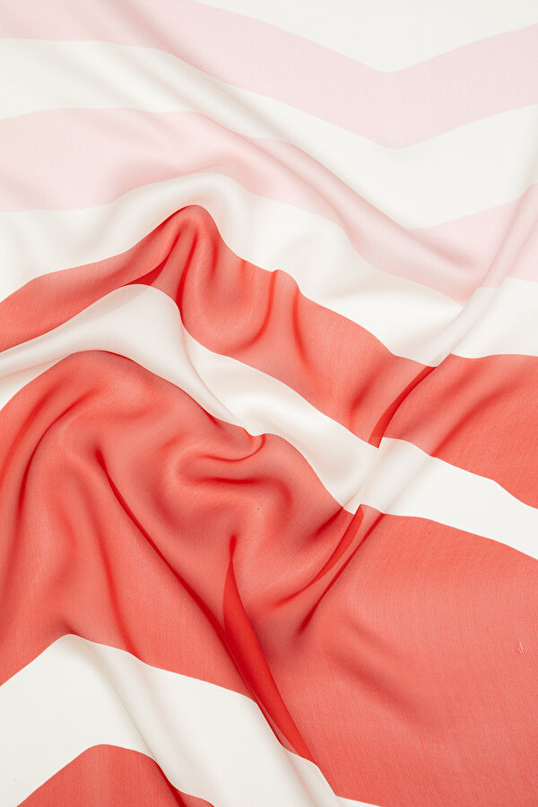 PINK RED GEOMETRIC DESIGN CHIFFON SHAWL 2