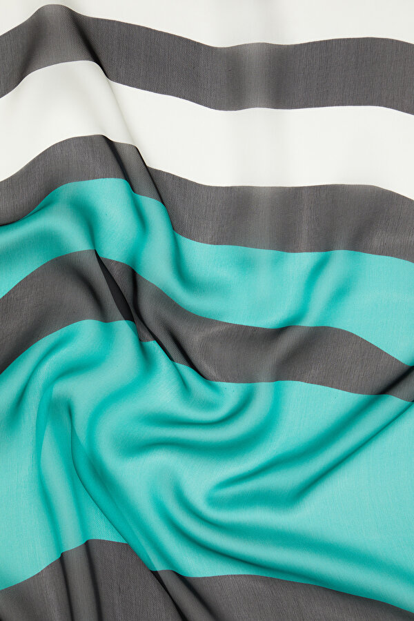 OIL GREEN GEOMETRIC DESIGN CHIFFON SHAWL 2
