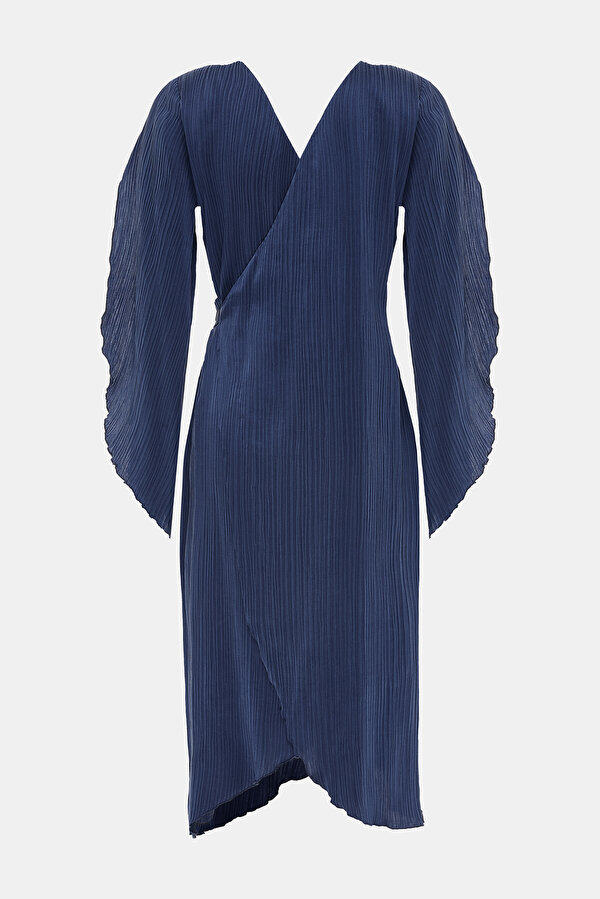 NAVY BLUE LONG SLEEVE BELOW THE KNEE DRESS 6