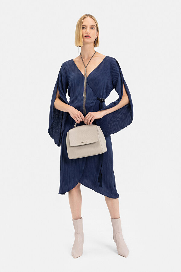 NAVY BLUE LONG SLEEVE BELOW THE KNEE DRESS