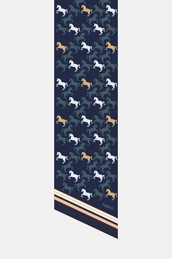 LIGHT GREY ANIMAL FIGURED TWILL FOULARD