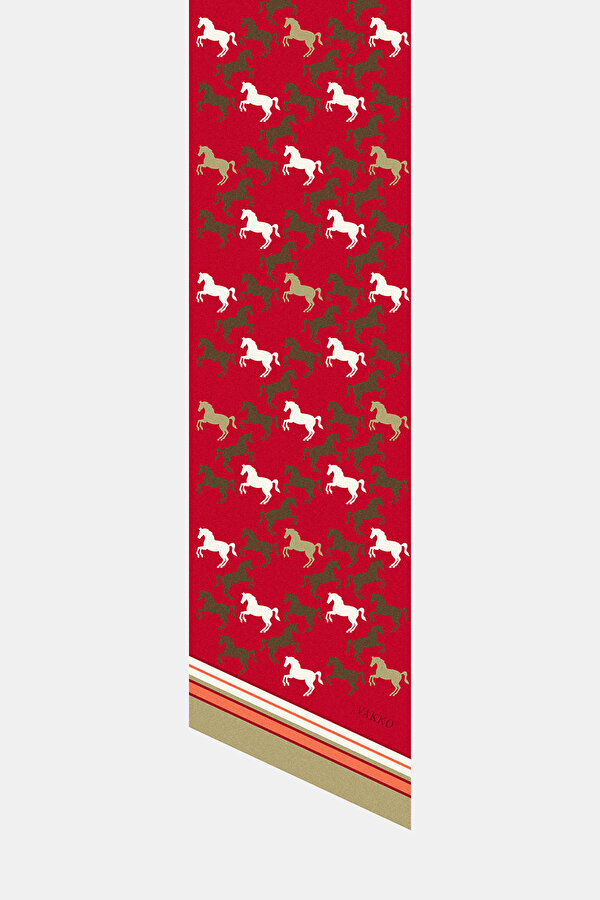 BEIGE ANIMAL FIGURED TWILL FOULARD