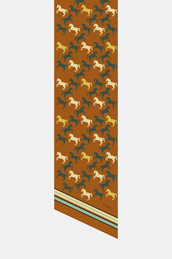 BEIGE ANIMAL FIGURED TWILL FOULARD