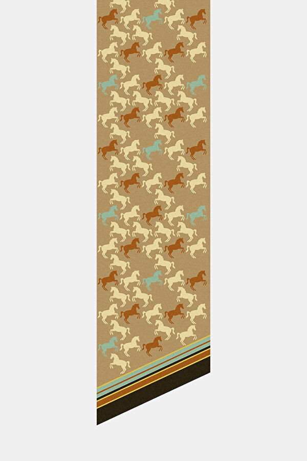 BEIGE ANIMAL FIGURED TWILL FOULARD 2