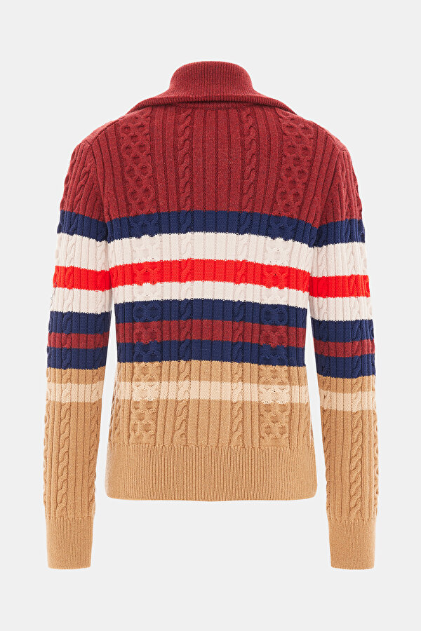 MULTİCOLOR STRİPED PATTERNED WOOL CARDİGAN 2