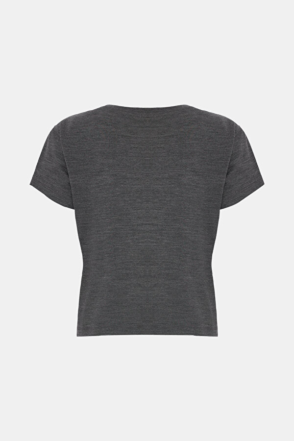 GREY BASIC / ROUND NECKLINE SHORT SLEEVE TSHIRT 2