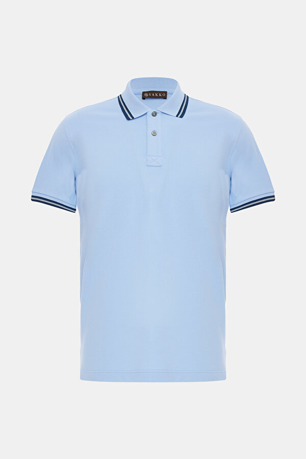 BLUE POLO NECK SHORT SLEEVE TSHIRT