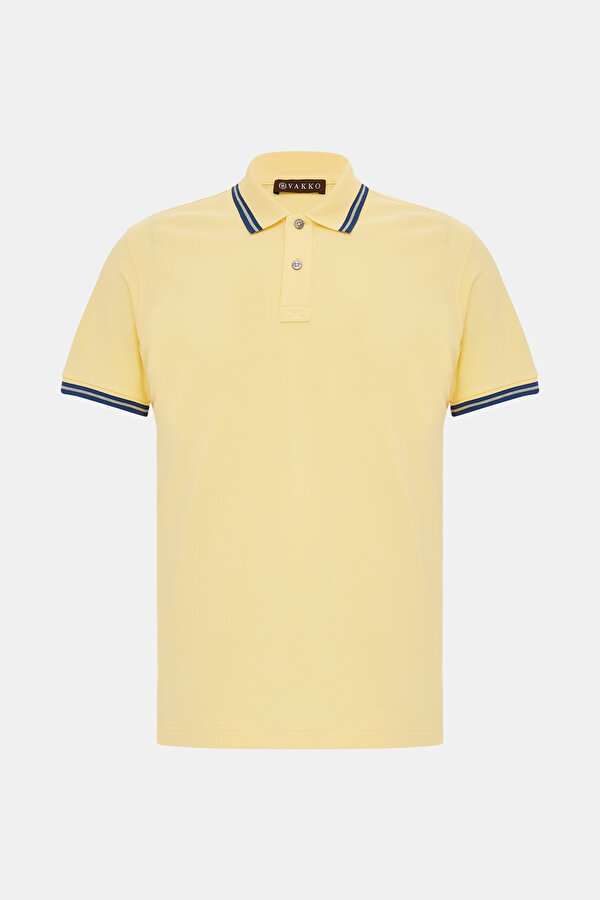 LIGHT YELLOW POLO NECK SHORT SLEEVE TSHIRT