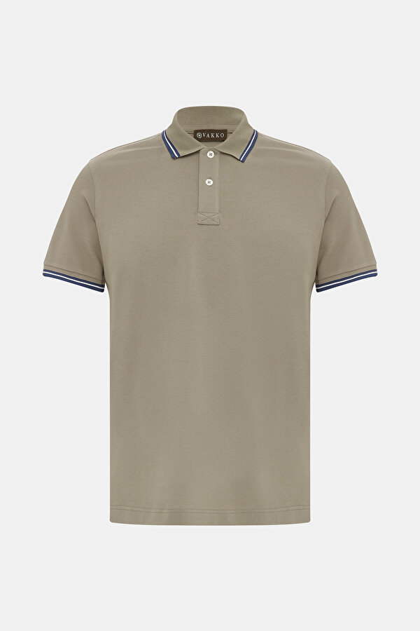 KHAKI POLO NECK SHORT SLEEVE TSHIRT