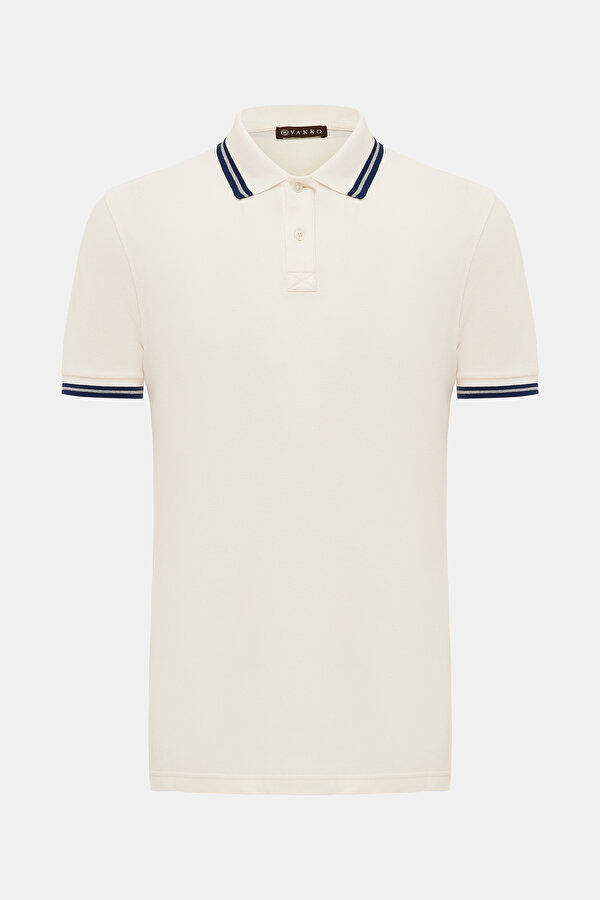 ECRU POLO NECK SHORT SLEEVE TSHIRT