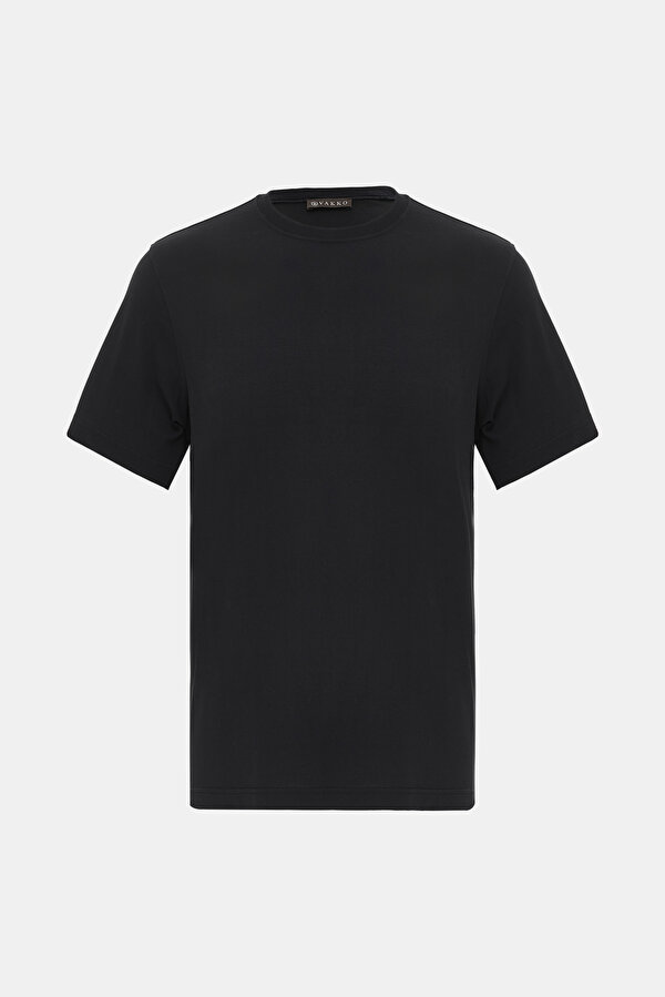 BLACK BASIC / ROUND NECKLINE SHORT SLEEVE TSHIRT