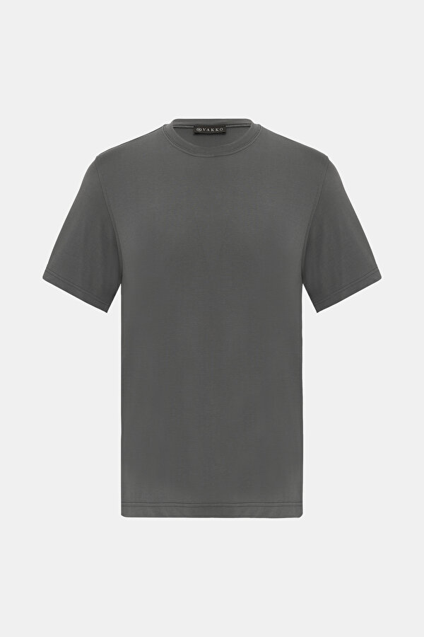 GREY BASIC / ROUND NECKLINE SHORT SLEEVE TSHIRT