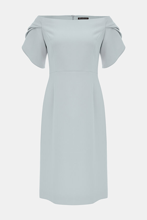 ECRU SHORT SLEEVE BELOW THE KNEE DRESS