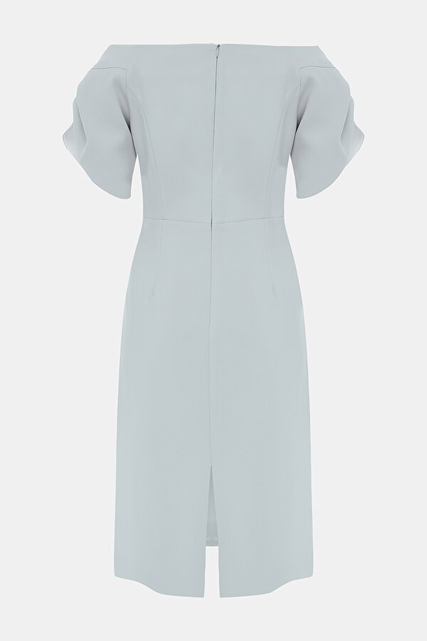 ECRU SHORT SLEEVE BELOW THE KNEE DRESS 2