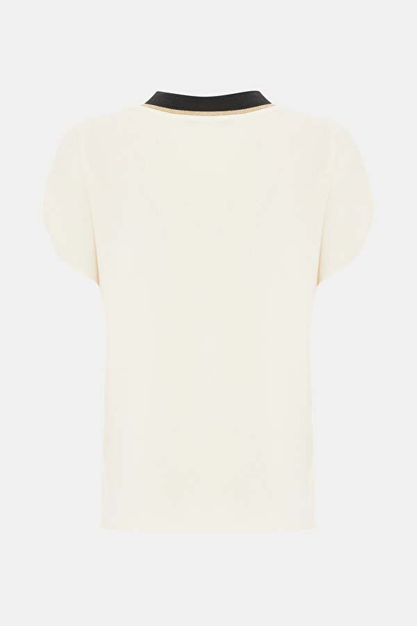 BLACK BASIC / ROUND NECKLINE SHORT SLEEVE BLOUSE 2