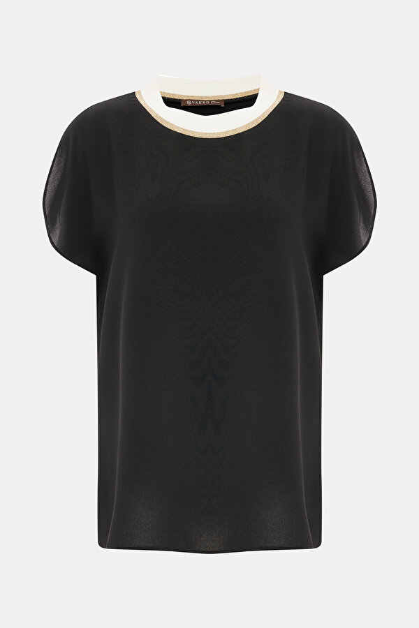 ECRU BASIC / ROUND NECKLINE SHORT SLEEVE BLOUSE