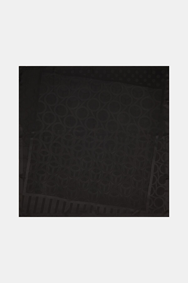 BLACK GEOMETRIC DESIGN JAQUARD SCARF