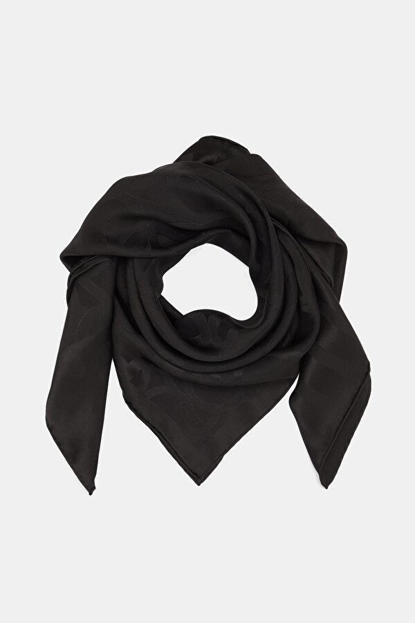 BLACK GEOMETRIC DESIGN JAQUARD SCARF 2