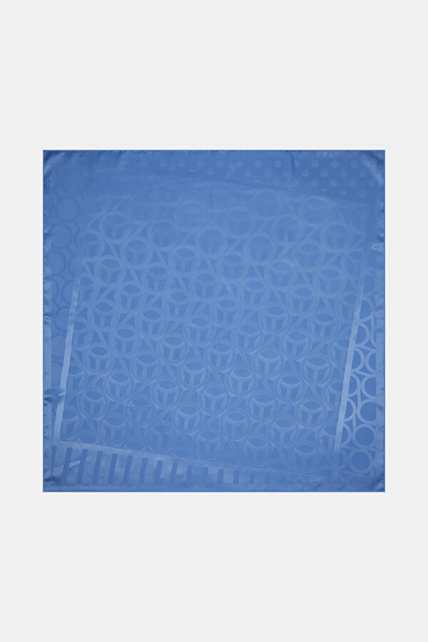BLUE GEOMETRIC DESIGN JAQUARD SCARF
