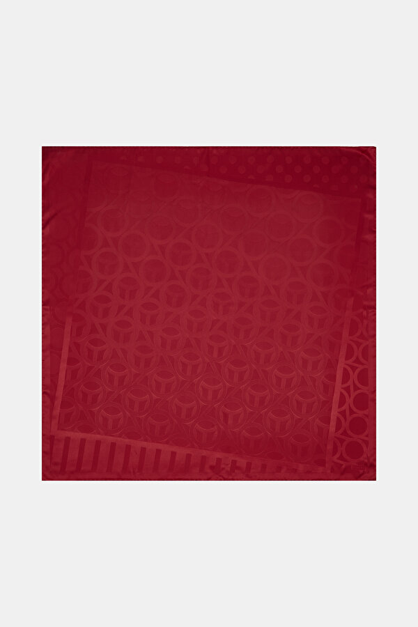 DARK RED GEOMETRIC DESIGN JAQUARD SCARF