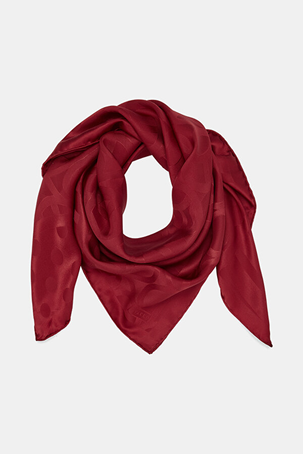 DARK RED GEOMETRIC DESIGN JAQUARD SCARF 2