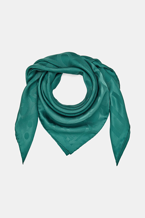 GREEN GEOMETRIC DESIGN JAQUARD SCARF 2