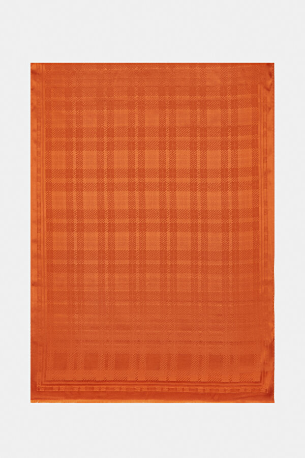 VERMILION CHECK JAQUARD SHAWL