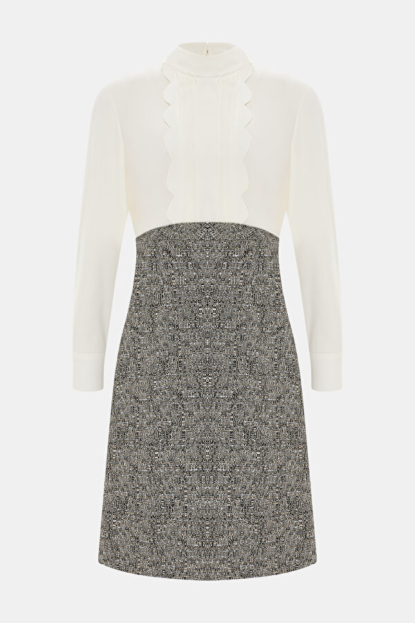 GRAY MELANGE LONG SLEEVE ABOVE THE KNEE DRESS