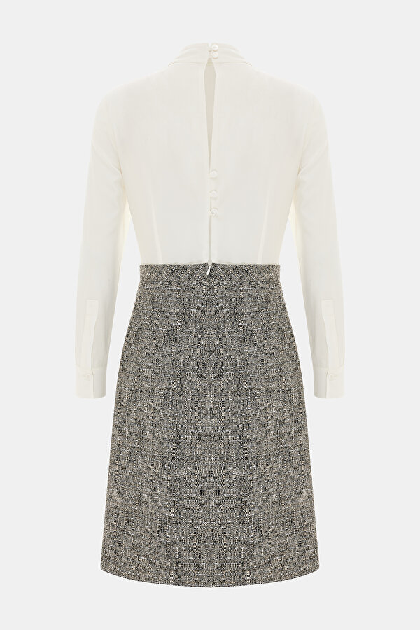GRAY MELANGE LONG SLEEVE ABOVE THE KNEE DRESS 2