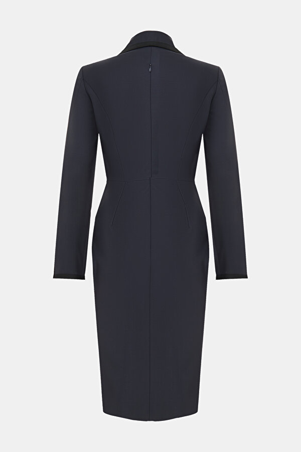 BLACK LONG SLEEVE BELOW THE KNEE DRESS 2