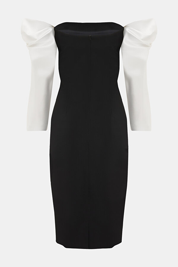 WHITE LONG SLEEVE BELOW THE KNEE DRESS 2