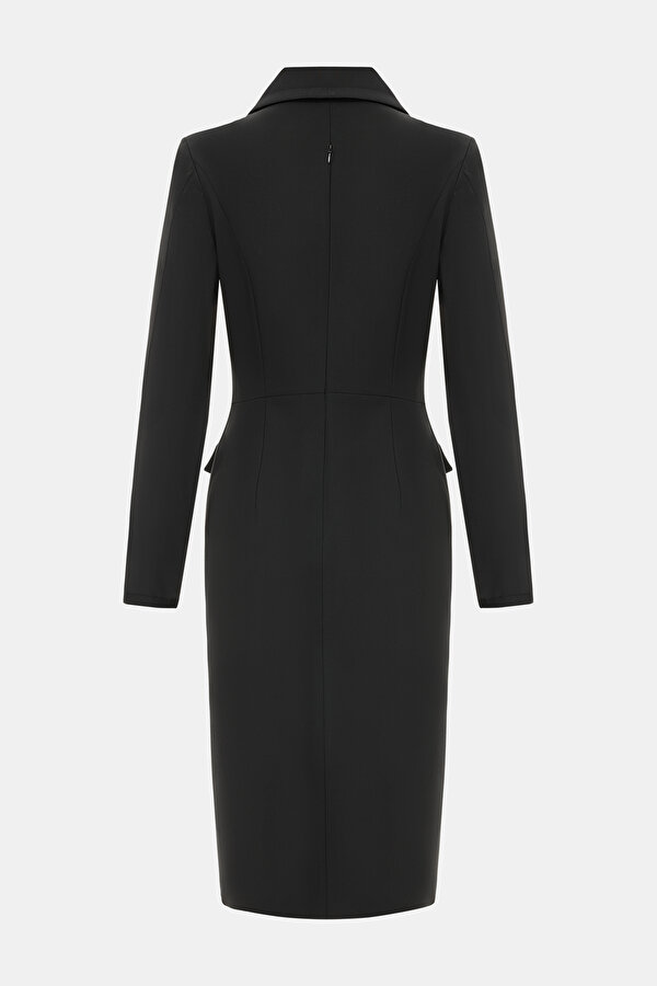 BLACK LONG SLEEVE BELOW THE KNEE DRESS 2
