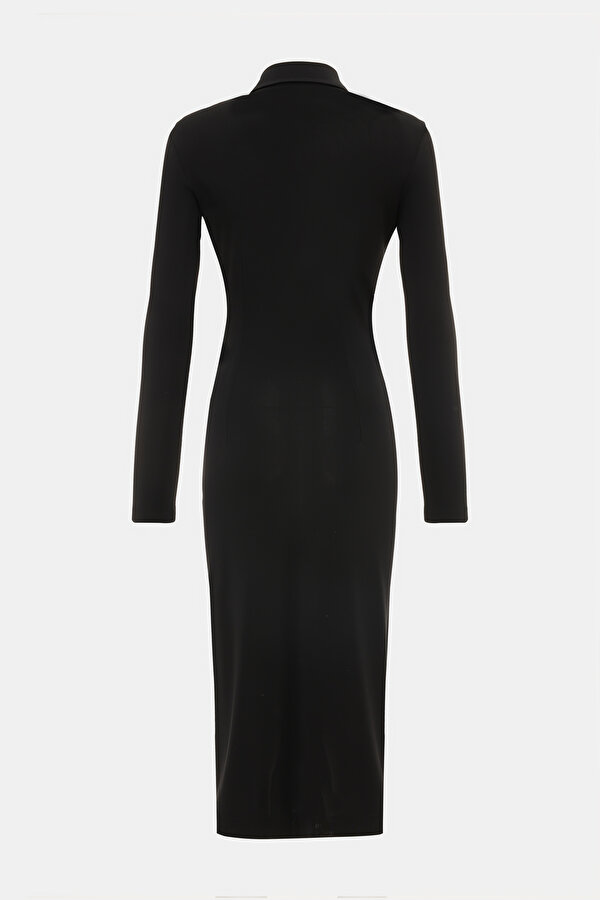 BLACK LONG SLEEVE BELOW THE KNEE DRESS 2