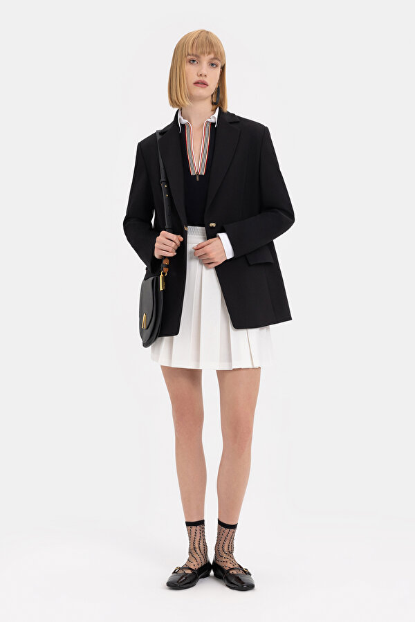 BLACK SURPLICE NECKLINE (CROSS-OVER NECKLINE) JACKET