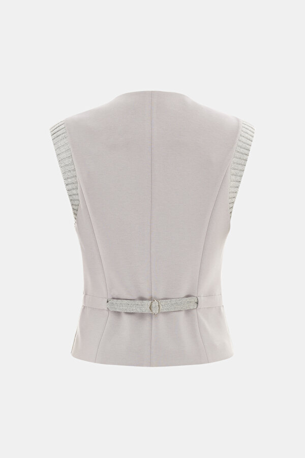 ECRU V NECK VEST 2