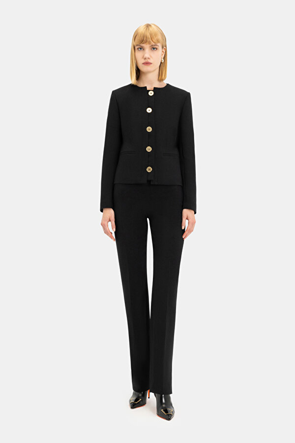 BLACK STRAIGHT CUT TROUSERS